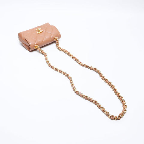 シャネル CHANEL キャビアスキン チェーン ココマーク ミニ ショルダーバッグ ブラウン WS13775