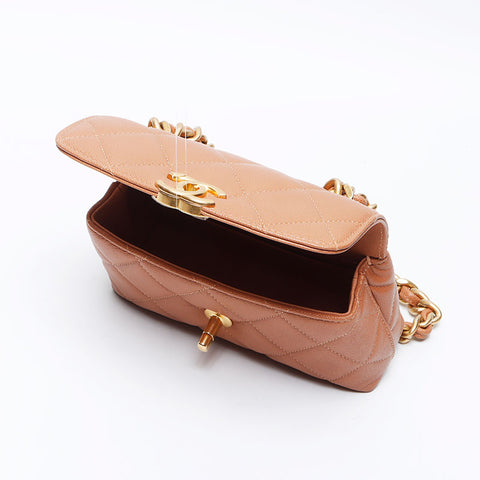 CHANEL Caviar Skin Chain COCO Mark Mini Shoulder Bag Brown WS13775