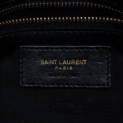 イヴ・サンローラン YVES SAINT LAURENT ステッチ ソフトレザー チェーンロゴ ショルダーバッグ ブラック WS13777