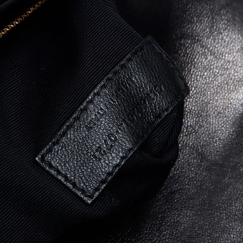 イヴ・サンローラン YVES SAINT LAURENT ステッチ ソフトレザー チェーンロゴ ショルダーバッグ ブラック WS13777