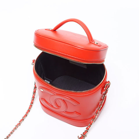シャネル CHANEL 28番台 2019年 バニティ ココマーク チェーン ラムスキン ショルダーバッグ レッド WS13778