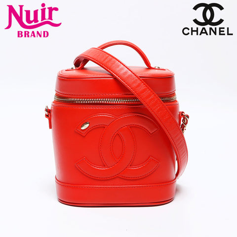 シャネル CHANEL 28番台 2019年 バニティ ココマーク チェーン ラムスキン ショルダーバッグ レッド WS13778
