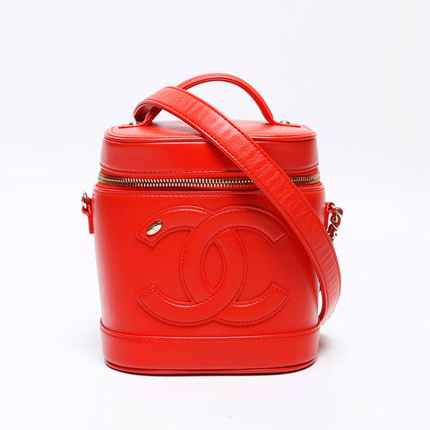 シャネル CHANEL 28番台 2019年 バニティ ココマーク チェーン ラムスキン ショルダーバッグ レッド WS13778