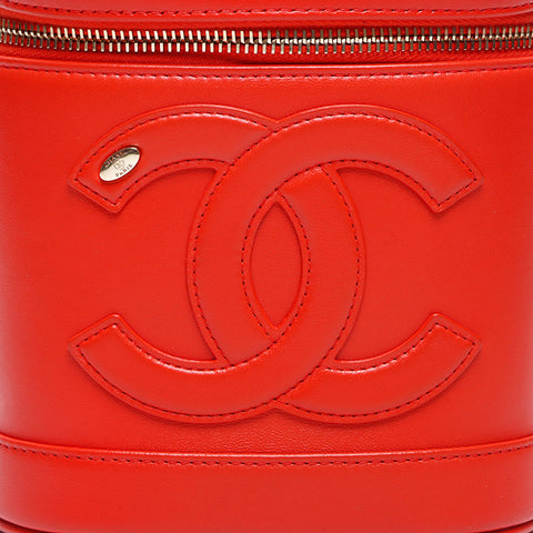 シャネル CHANEL 28番台 2019年 バニティ ココマーク チェーン ラムスキン ショルダーバッグ レッド WS13778