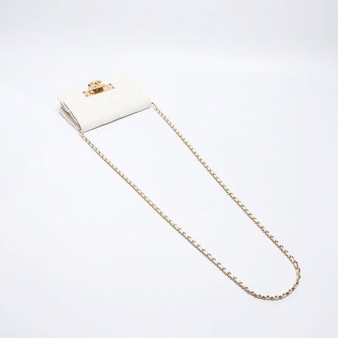 シャネル CHANEL 19番台 2014年 ココマーク チェーンウォレット ラムスキン ショルダーバッグ ホワイト WS13779