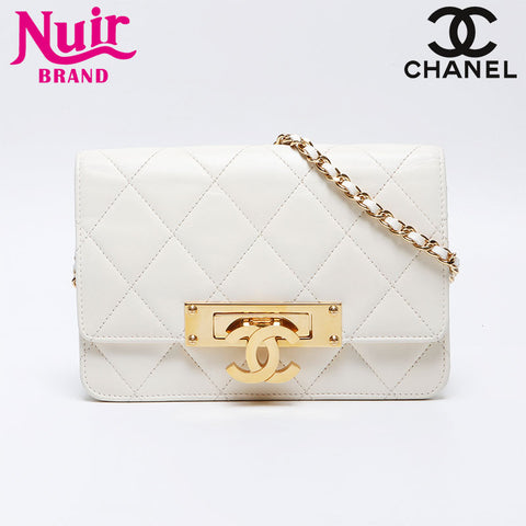 シャネル CHANEL 19番台 2014年 ココマーク チェーンウォレット ラムスキン ショルダーバッグ ホワイト WS13779