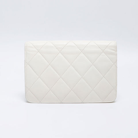 シャネル CHANEL 19番台 2014年 ココマーク チェーンウォレット ラムスキン ショルダーバッグ ホワイト WS13779
