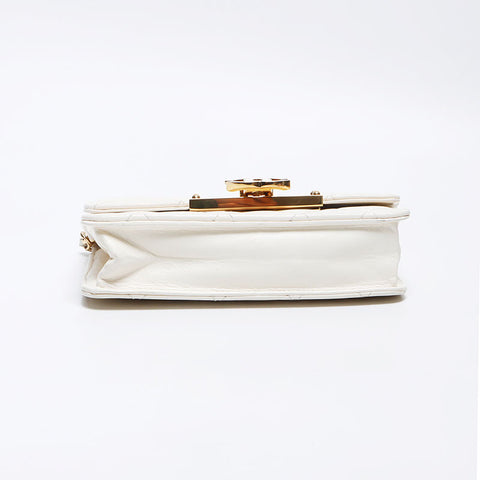 シャネル CHANEL 19番台 2014年 ココマーク チェーンウォレット ラムスキン ショルダーバッグ ホワイト WS13779
