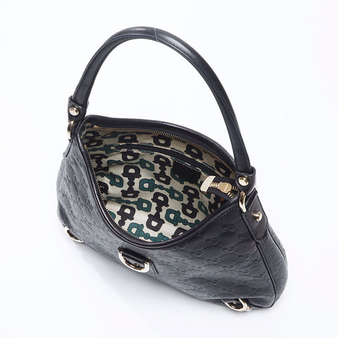 グッチ GUCCI GGシマ ホーボー レザー ショルダーバッグ ブラック WS13781