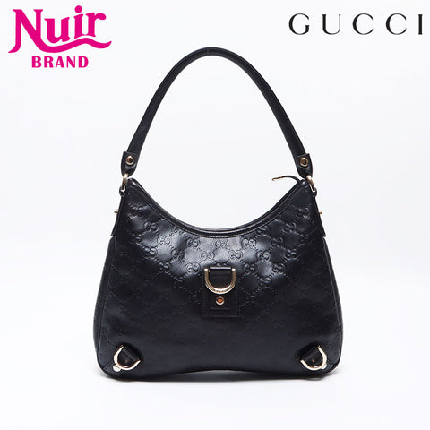 グッチ GUCCI GGシマ ホーボー レザー ショルダーバッグ ブラック WS13781