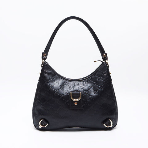 グッチ GUCCI GGシマ ホーボー レザー ショルダーバッグ ブラック WS13781