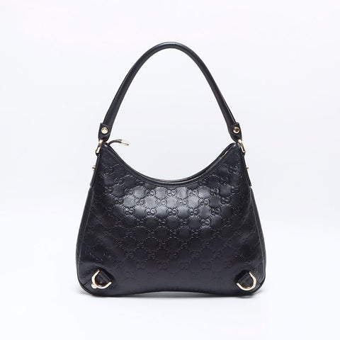 グッチ GUCCI GGシマ ホーボー レザー ショルダーバッグ ブラック WS13781