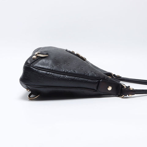 グッチ GUCCI GGシマ ホーボー レザー ショルダーバッグ ブラック WS13781