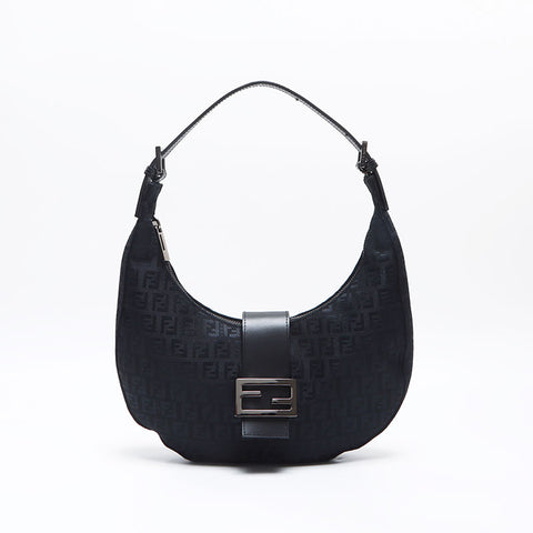 フェンディ FENDI ズッキーノ キャンバス ショルダーバッグ ブラック WS13785
