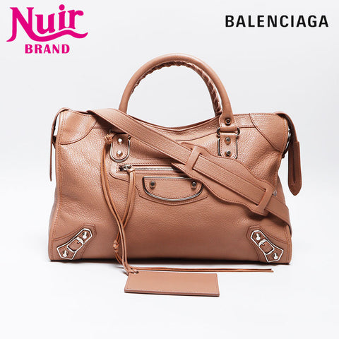 BALENCIAGA Metallic Edge City Leather Shoulder Bag pink WS13787