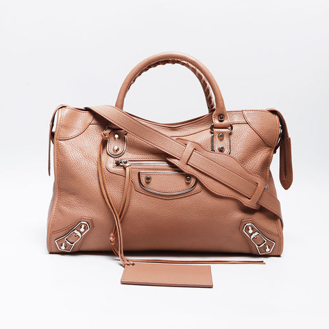BALENCIAGA Metallic Edge City Leather Shoulder Bag pink WS13787