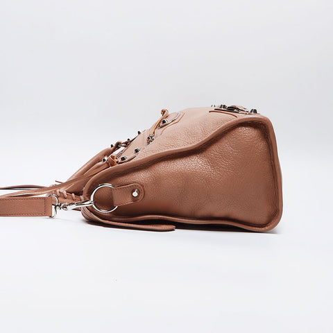 BALENCIAGA Metallic Edge City Leather Shoulder Bag pink WS13787