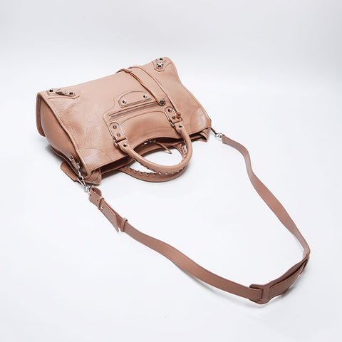 BALENCIAGA Metallic Edge City Leather Shoulder Bag pink WS13787