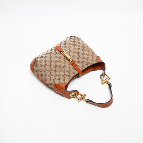 GUCCI New Jackie GG Canvas Shoulder Bag Brown WS13790