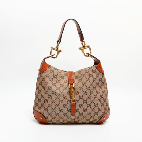 GUCCI New Jackie GG Canvas Shoulder Bag Brown WS13790