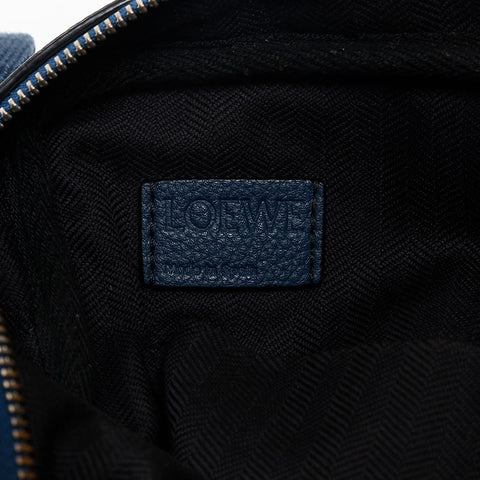 ロエベ LOEWE ミリタリー アナグラム レザー ショルダーバッグ ブルー WS13791