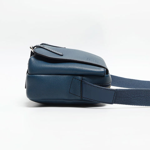 ロエベ LOEWE ミリタリー アナグラム レザー ショルダーバッグ ブルー WS13791