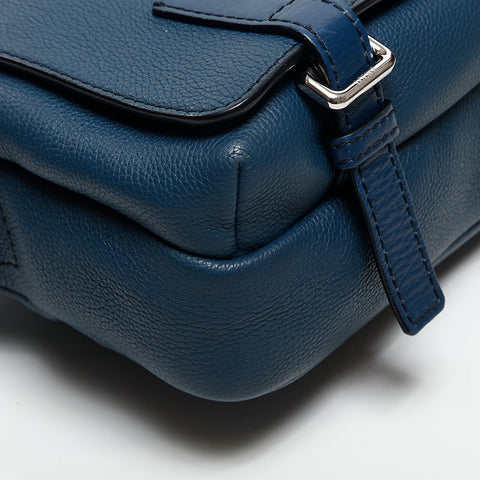 ロエベ LOEWE ミリタリー アナグラム レザー ショルダーバッグ ブルー WS13791