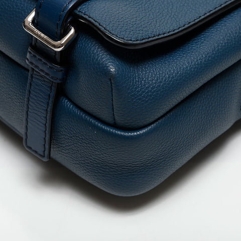 ロエベ LOEWE ミリタリー アナグラム レザー ショルダーバッグ ブルー WS13791