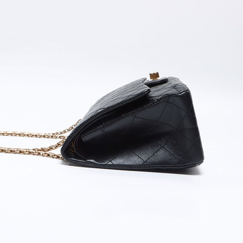 シャネル CHANEL 2.55 ダブルフラップ チェーン マトラッセ 27番台 2018-2019 ショルダーバッグ ブラック WS13794