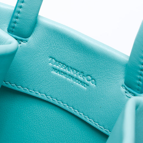 TIFFANY&Co. Mini shopping tote leather 2way Shoulder Bag blue WS13795
