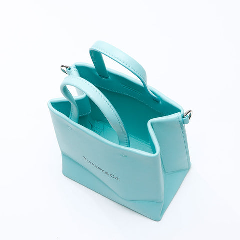 TIFFANY&Co. Mini shopping tote leather 2way Shoulder Bag blue WS13795