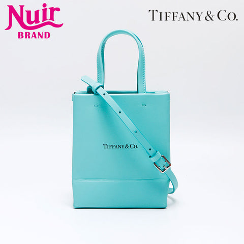 TIFFANY&Co. Mini shopping tote leather 2way Shoulder Bag blue WS13795