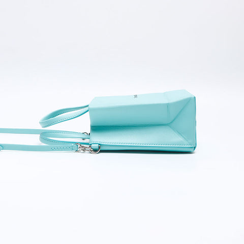 TIFFANY&Co. Mini shopping tote leather 2way Shoulder Bag blue WS13795