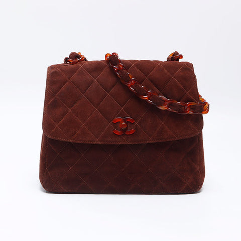 シャネル CHANEL 5番台 2000s スエード マトラッセ ショルダーバッグ ブラウン WS13796