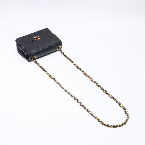 シャネル CHANEL 1番台 ラムスキン ミニマトラッセ チェーン 1985-1990s ショルダーバッグ ブラック WS13798