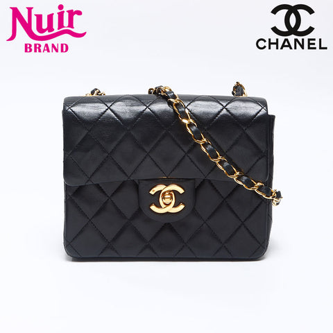 シャネル CHANEL 1番台 ラムスキン ミニマトラッセ チェーン 1985-1990s ショルダーバッグ ブラック WS13798