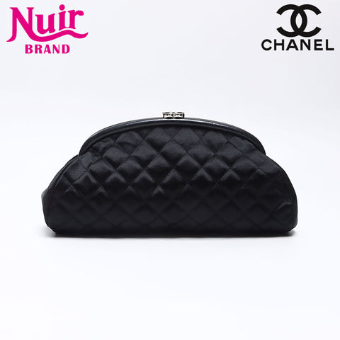 シャネル CHANEL 11番台 2007-2008 サテン クラッチバッグ ブラック WS13799
