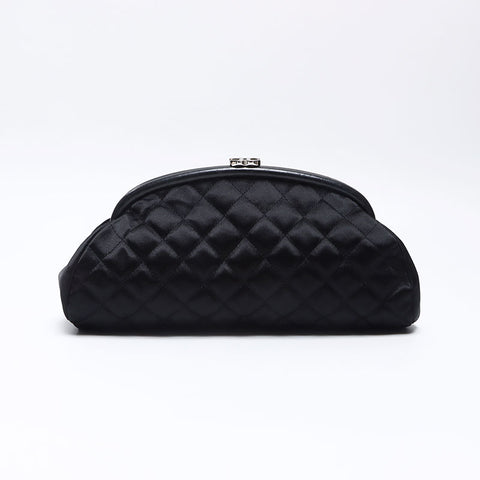 シャネル CHANEL 11番台 2007-2008 サテン クラッチバッグ ブラック WS13799