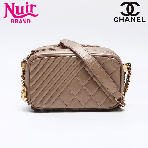 CHANEL 2014-2015 Lambskin Mini Camera Bag Chain Shoulder Bag Brown WS13800