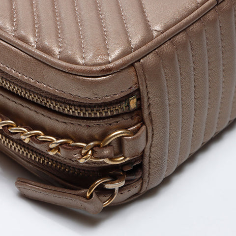 シャネル CHANEL 20番台 2014-2015 ラムスキン ミニ カメラバッグ チェーン ショルダーバッグ ブラウン WS13800