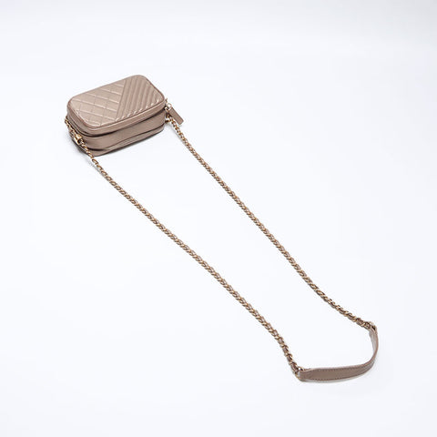 CHANEL 2014-2015 Mini sac pour appareil photo en cuir d'agneau Sac à bandoulière avec chaîne Marron WS13800