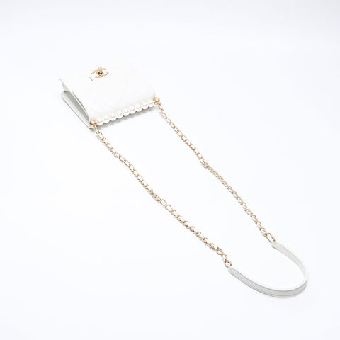 シャネル CHANEL パール チェーン ミニマトラッセ 29番台 2019-2020 ショルダーバッグ ホワイト WS13801