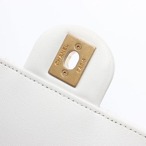 シャネル CHANEL パール チェーン ミニマトラッセ 29番台 2019-2020 ショルダーバッグ ホワイト WS13801
