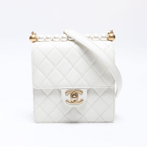 シャネル CHANEL パール チェーン ミニマトラッセ 29番台 2019-2020 ショルダーバッグ ホワイト WS13801