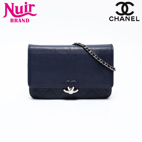 CHANEL 25th Series Half COCO Mark Chain Wallet 2017 Shoulder Bag Navy WS13804