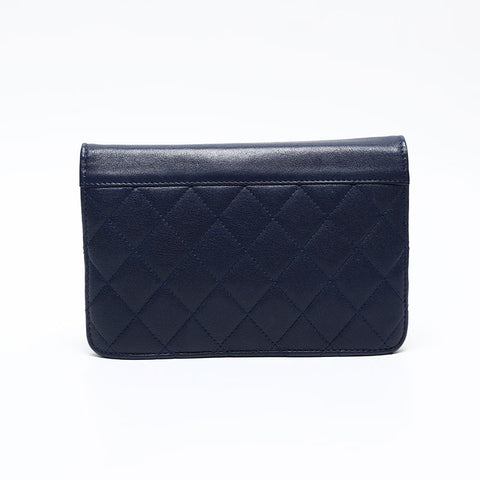 CHANEL 25th Series Half COCO Mark Chain Wallet 2017 Shoulder Bag Navy WS13804