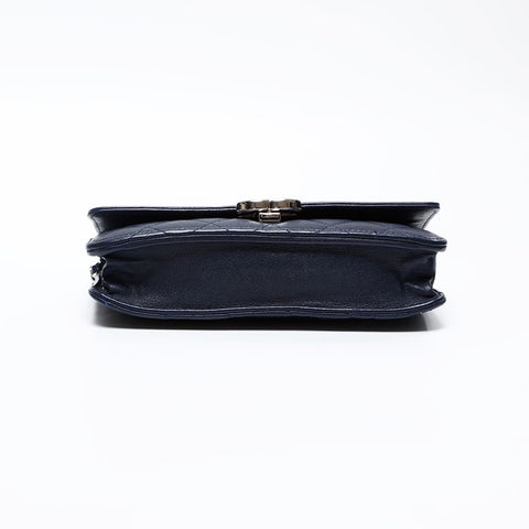CHANEL 25th Series Half COCO Mark Chain Wallet 2017 Shoulder Bag Navy WS13804