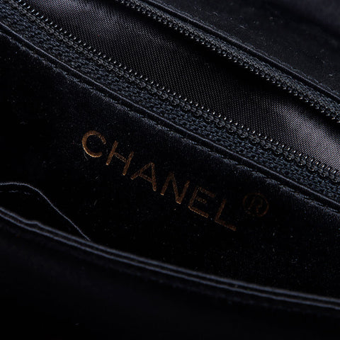 シャネル CHANEL 5番台 2000年 サテン ビーズ ショルダーバッグ ブラック WS13808