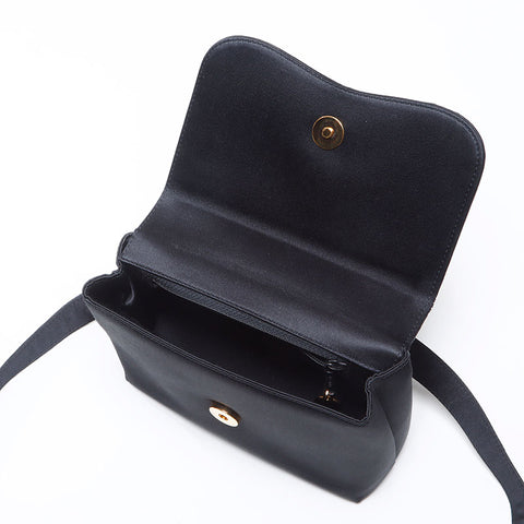 シャネル CHANEL 5番台 2000年 サテン ビーズ ショルダーバッグ ブラック WS13808