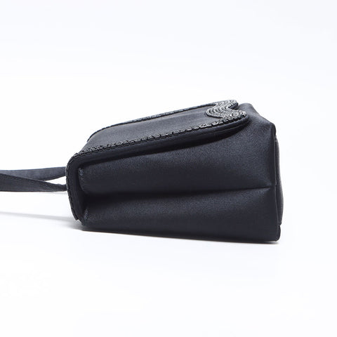 シャネル CHANEL 5番台 2000年 サテン ビーズ ショルダーバッグ ブラック WS13808